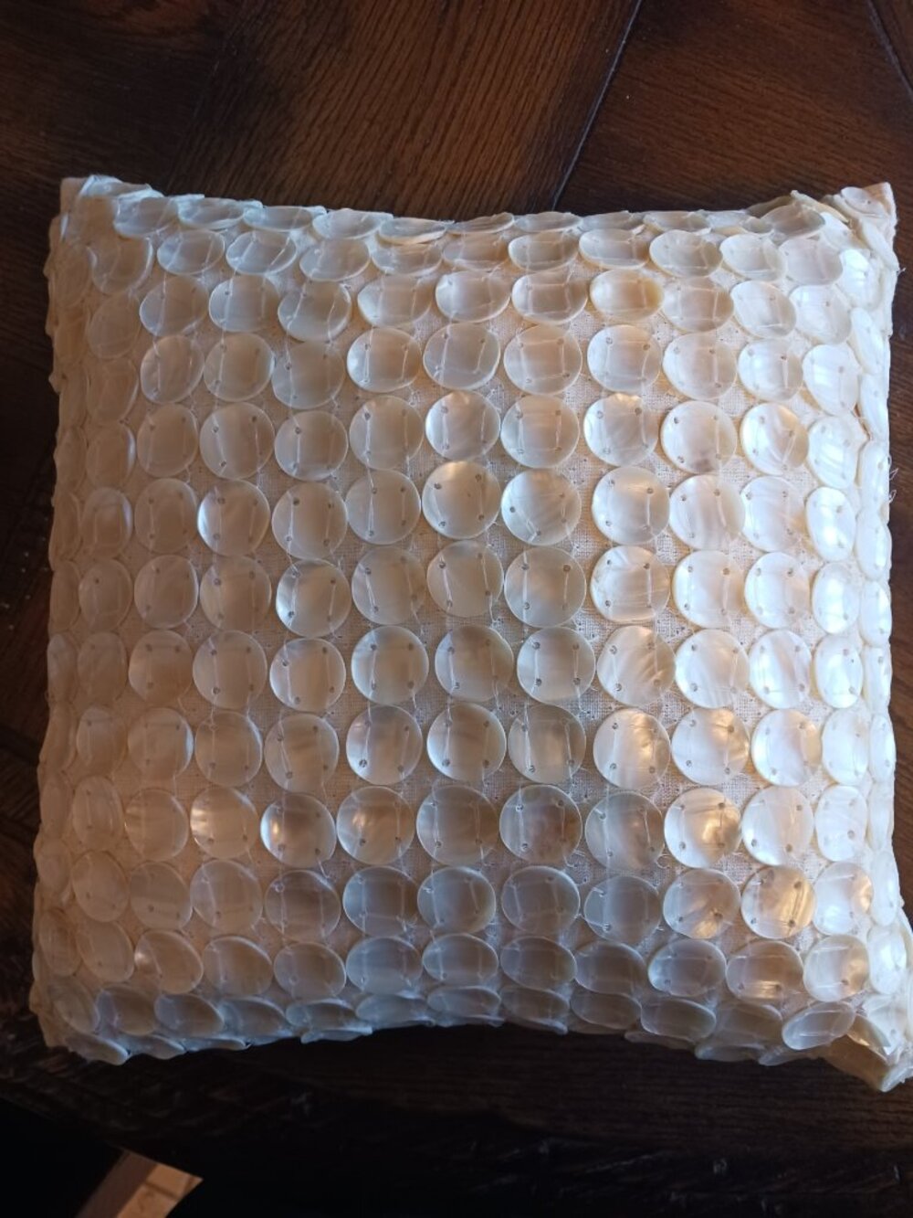 Coastal Beach Cream Mother of Pearl Shell Throw Accent Pillow